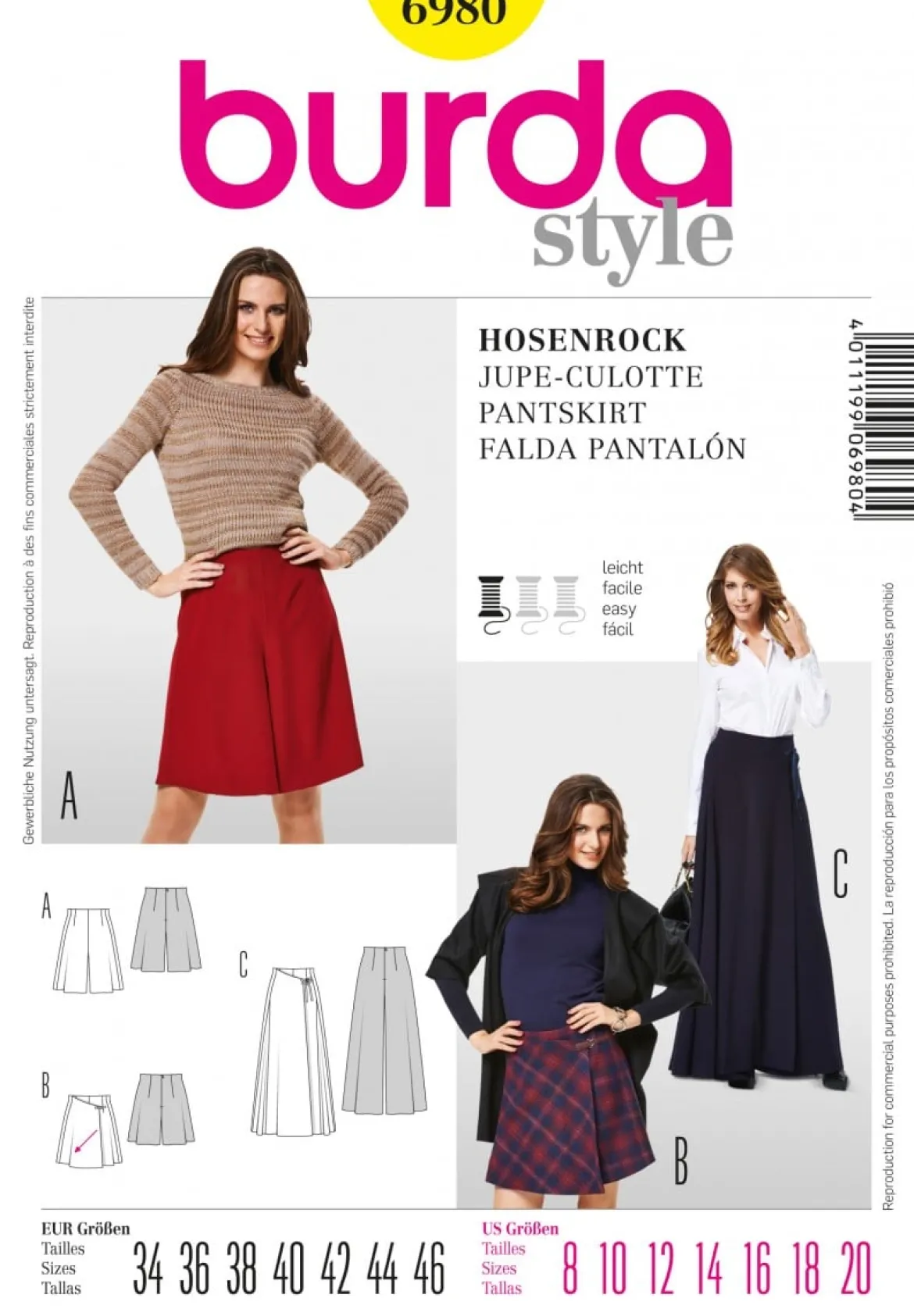 Burda Schnittmuster 6980 Hosenrock