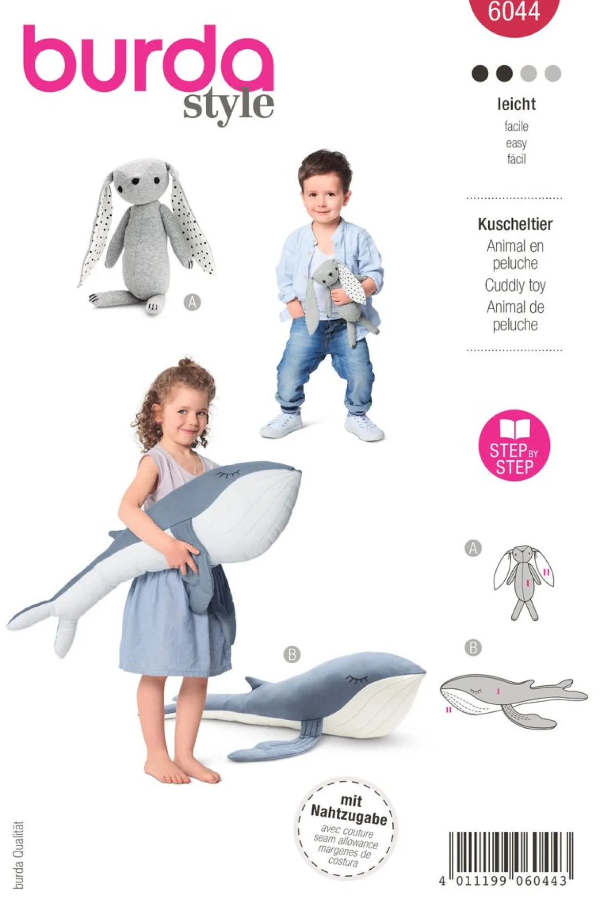 Burda Schnittmuster 6044 Kinder Baby Kuscheltier