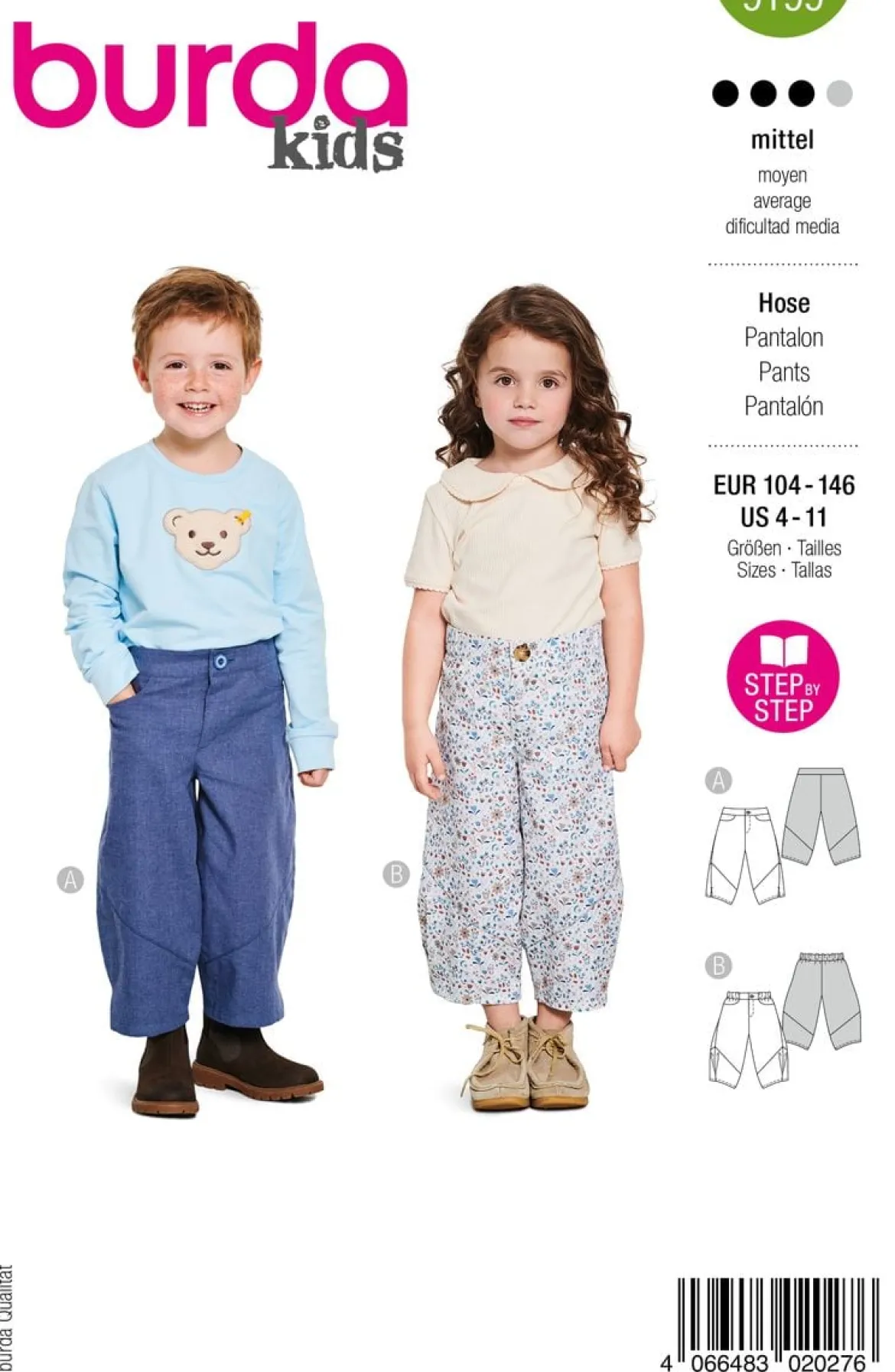 Burda Schnittmuster 9199 Kinder Hose