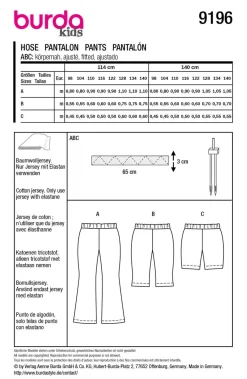 Burda Schnittmuster 9196 Kinder Hose