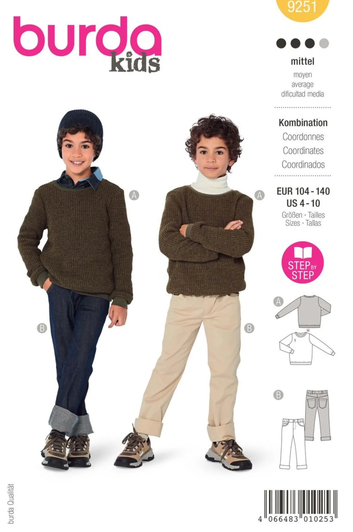 Burda Schnittmuster 9251 Kinder Kombination Oberteil Hose
