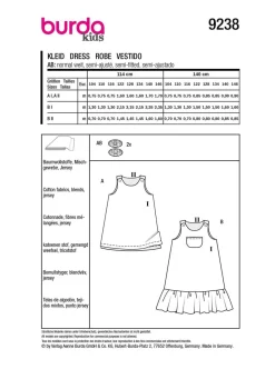 Burda Schnittmuster 9238 Kinder Kleid