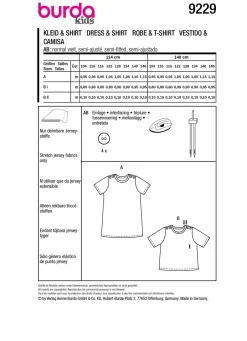 Burda Schnittmuster 9229 Kinder Kleid Shirt