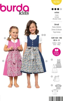 Burda Schnittmuster 9230 Kinder Kleid Dirndl