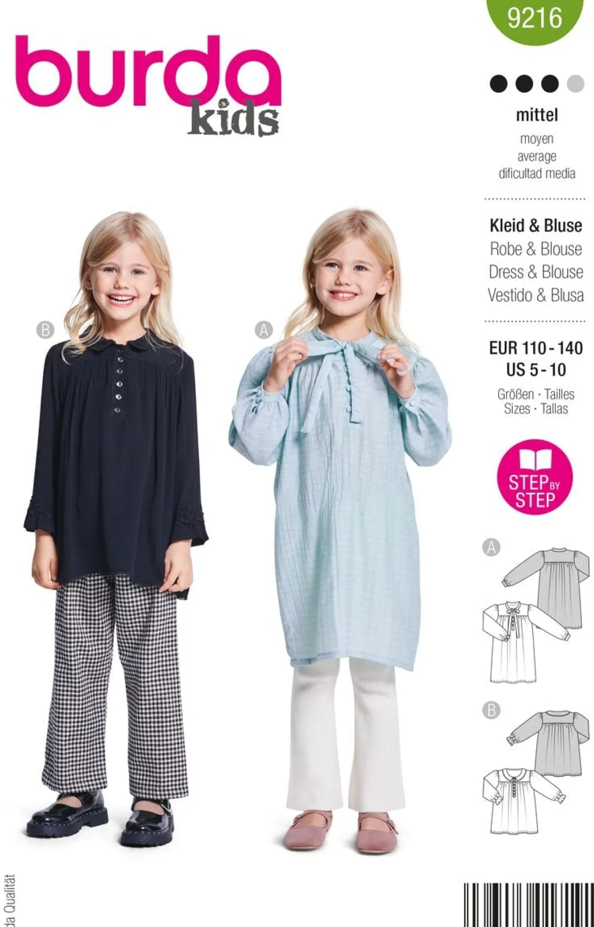 Burda Schnittmuster 9216 Kinder Kleid & Bluse