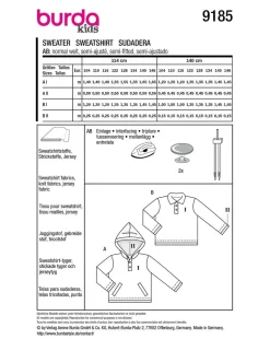 Burda Schnittmuster 9185 Kinder Pullover