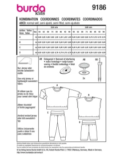 Burda Schnittmuster 9186 Kinder Shirt & Hose