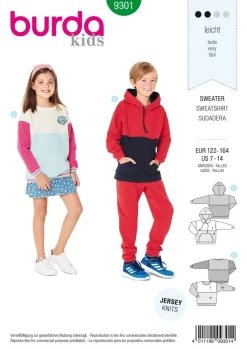 Burda Schnittmuster 9301 Kinder Sweatshirt