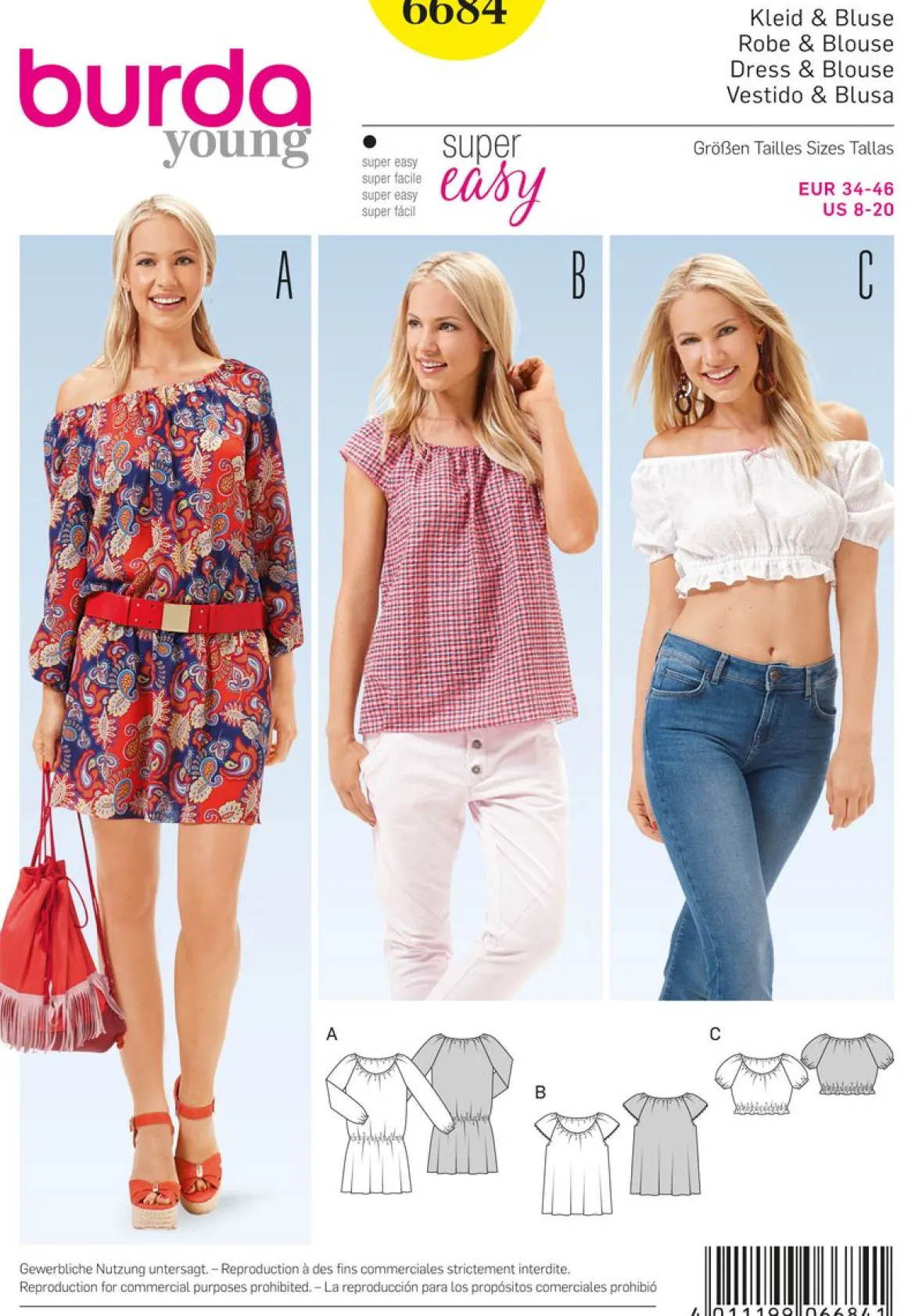Burda Schnittmuster 6684 Kleid, Bluse