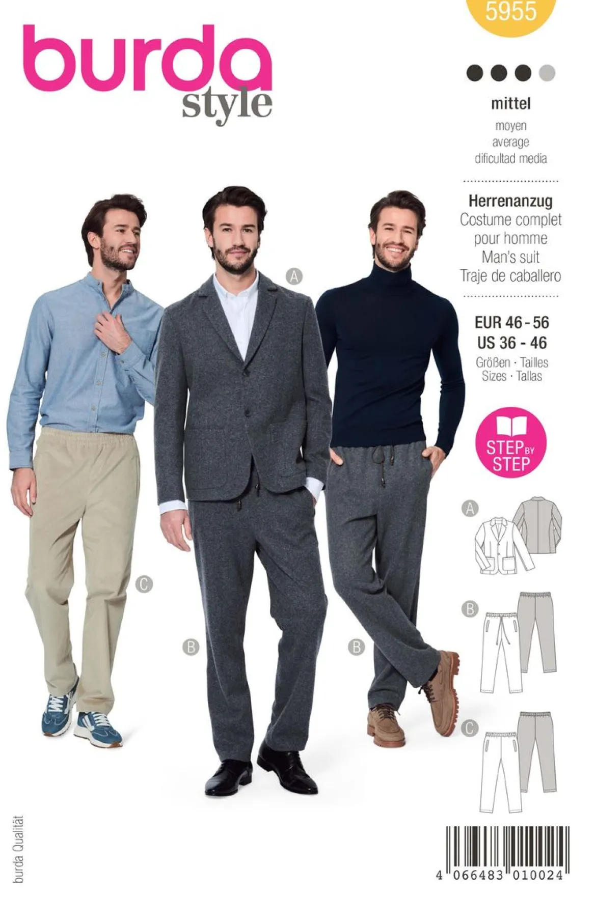 Burda Schnittmuster 5955 Kombination Herrenanzug