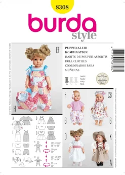 Burda Schnittmuster 8308 Puppenkleider
