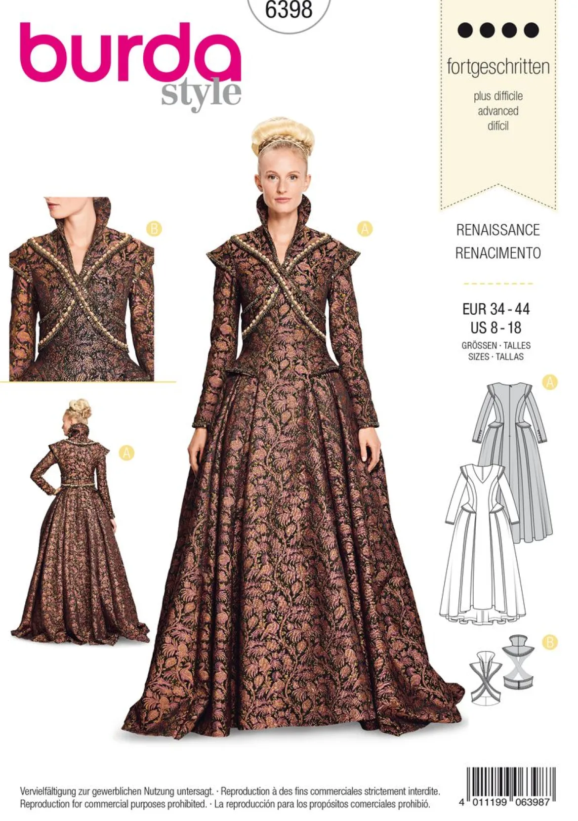 Burda Schnittmuster 6398 Renaissance Kleid