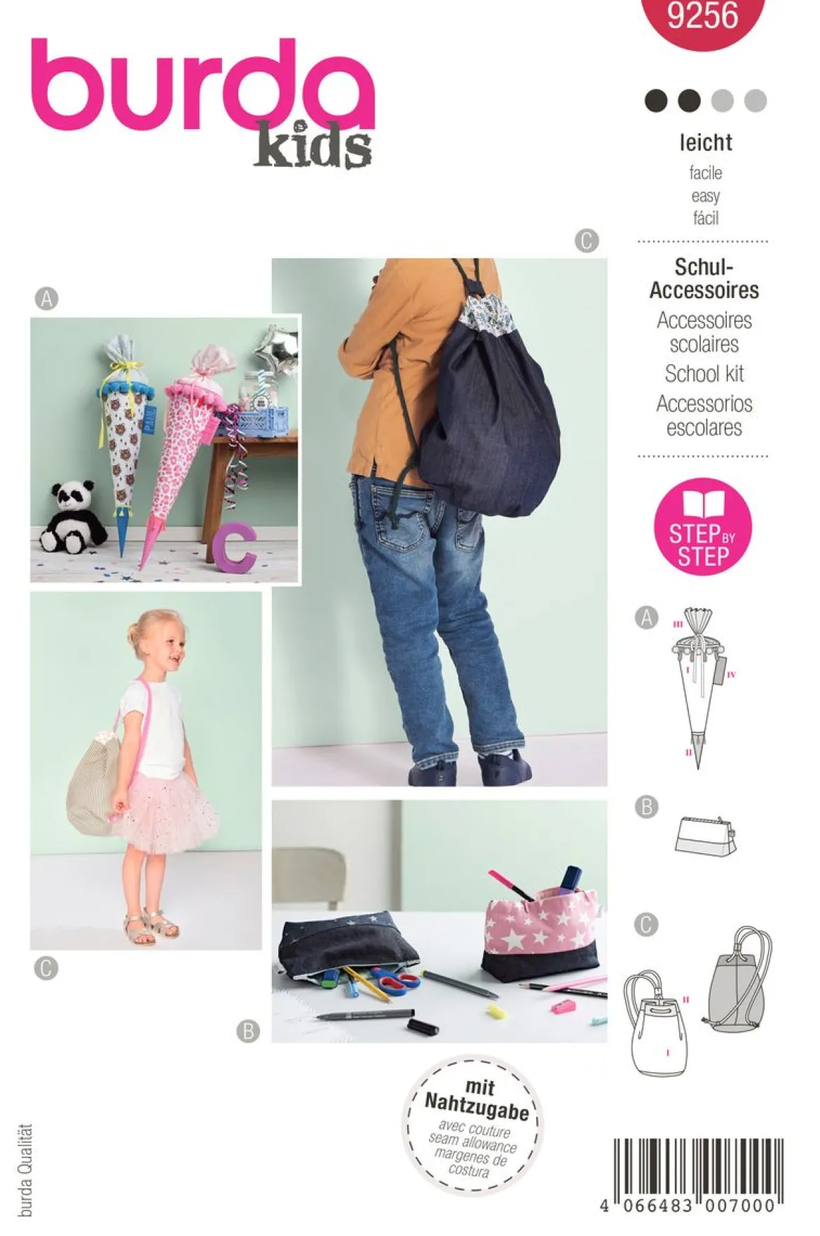 Burda Schnittmuster 9256 Schul-Accessoires