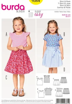Burda Schnittmuster 9364 Shirt und Rock Kinder Größe 92-122