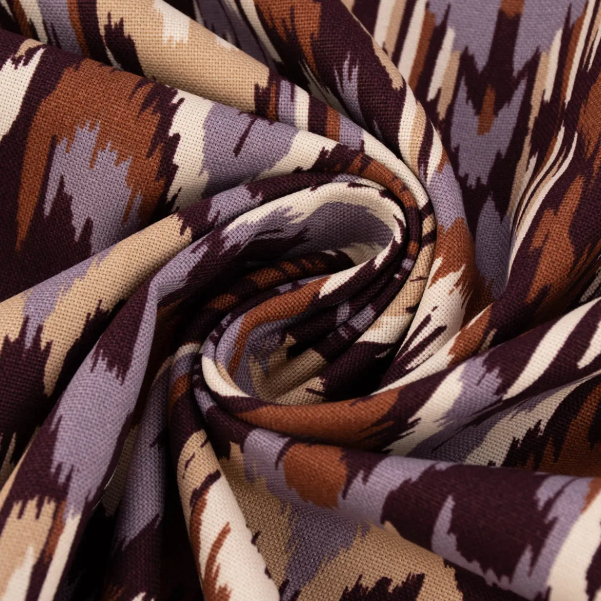 Canvas Baumwollstoff Abstrakt Grafik aubergine terracotta beige 1,35m Breite