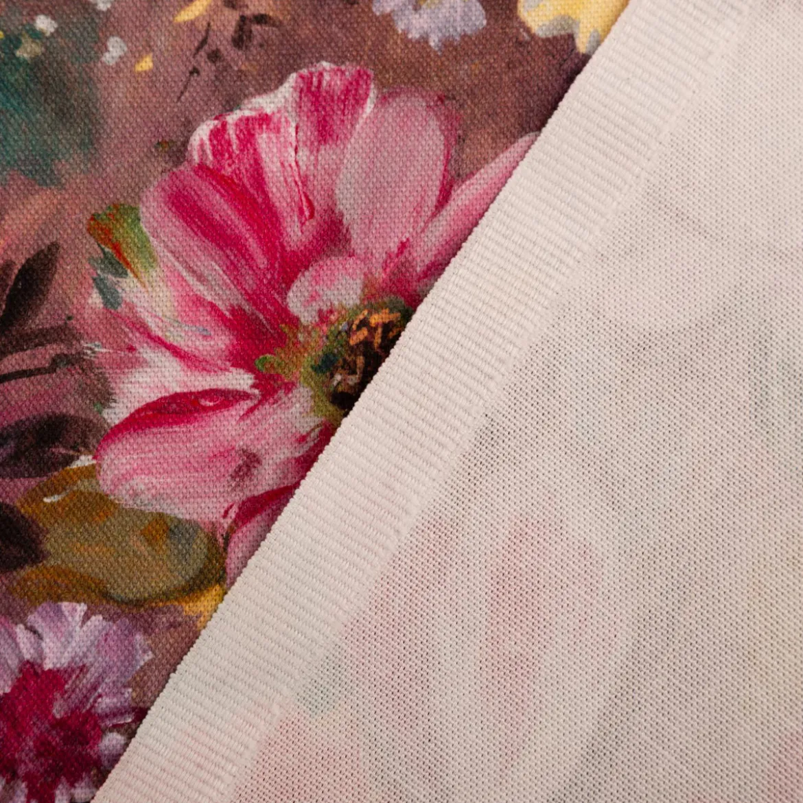 Canvas Baumwollstoff Blüten Digitaldruck lila 138cm Stoffbreite