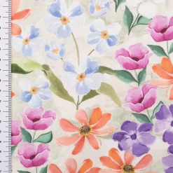 Canvas Baumwollstoff Blumen Digitaldruck grün bunt 138cm Stoffbreite