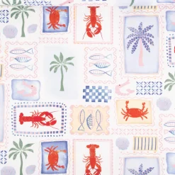 Canvas Baumwollstoff Maritim Sommer Patchwork weiß blau rot 138cm Stoffbreite