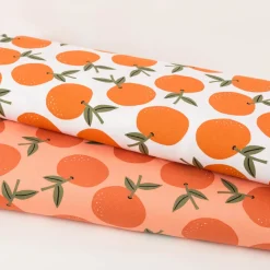 Canvas Baumwollstoff Orangen weiß orange 138cm Stoffbreite