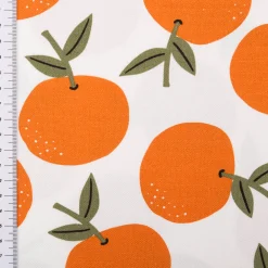 Canvas Baumwollstoff Orangen weiß orange 138cm Stoffbreite