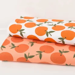 Canvas Baumwollstoff Orangen weiß orange 138cm Stoffbreite