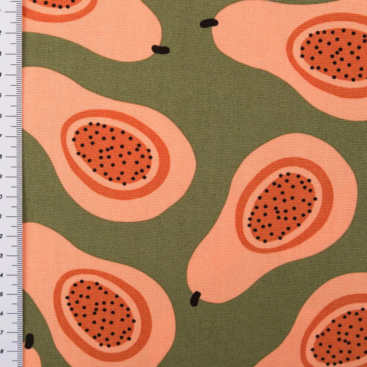 Canvas Baumwollstoff Papaya grün orange 138cm Stoffbreite