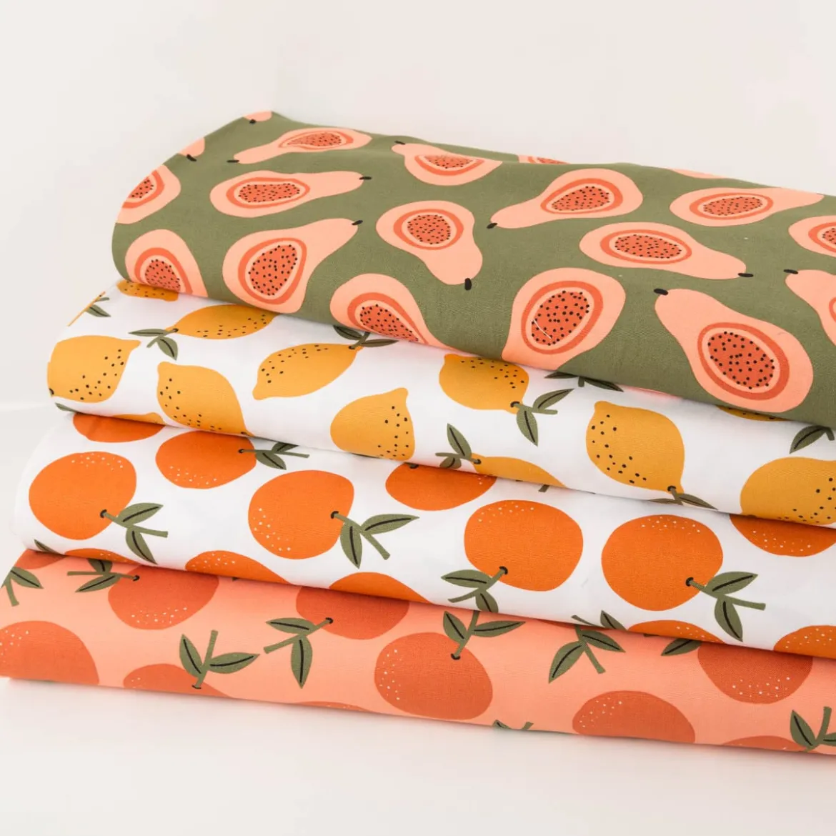 Canvas Baumwollstoff Papaya grün orange 138cm Stoffbreite