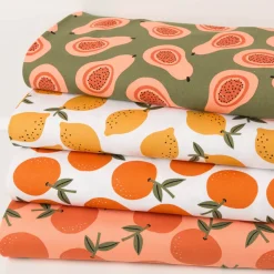 Canvas Baumwollstoff Papaya grün orange 138cm Stoffbreite