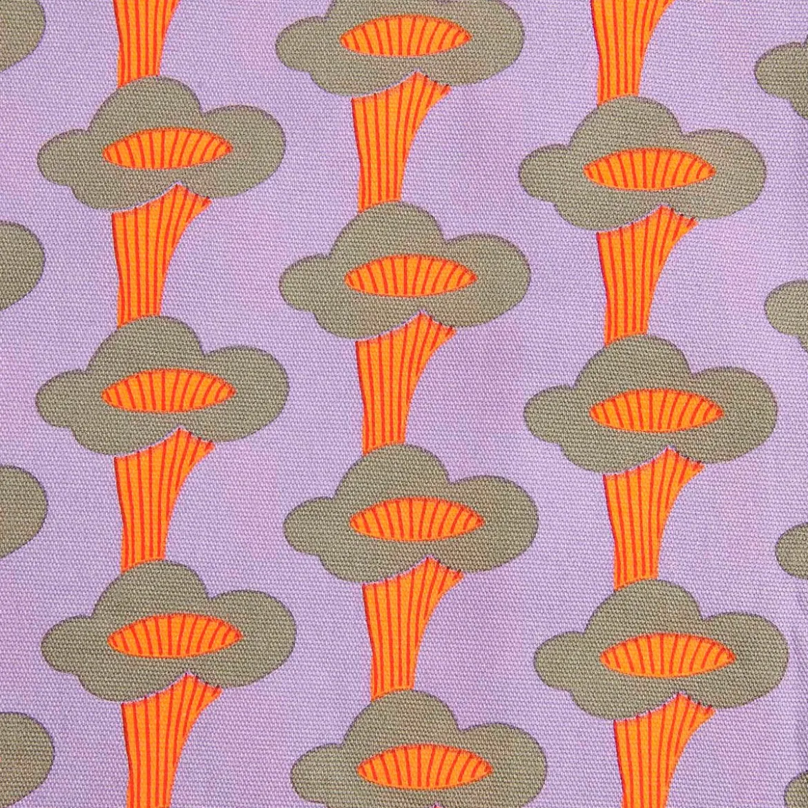 Canvas Stoff Baumwollstoff Pfifferlinge Flieder Neonorange von Rico Design 50x140cm