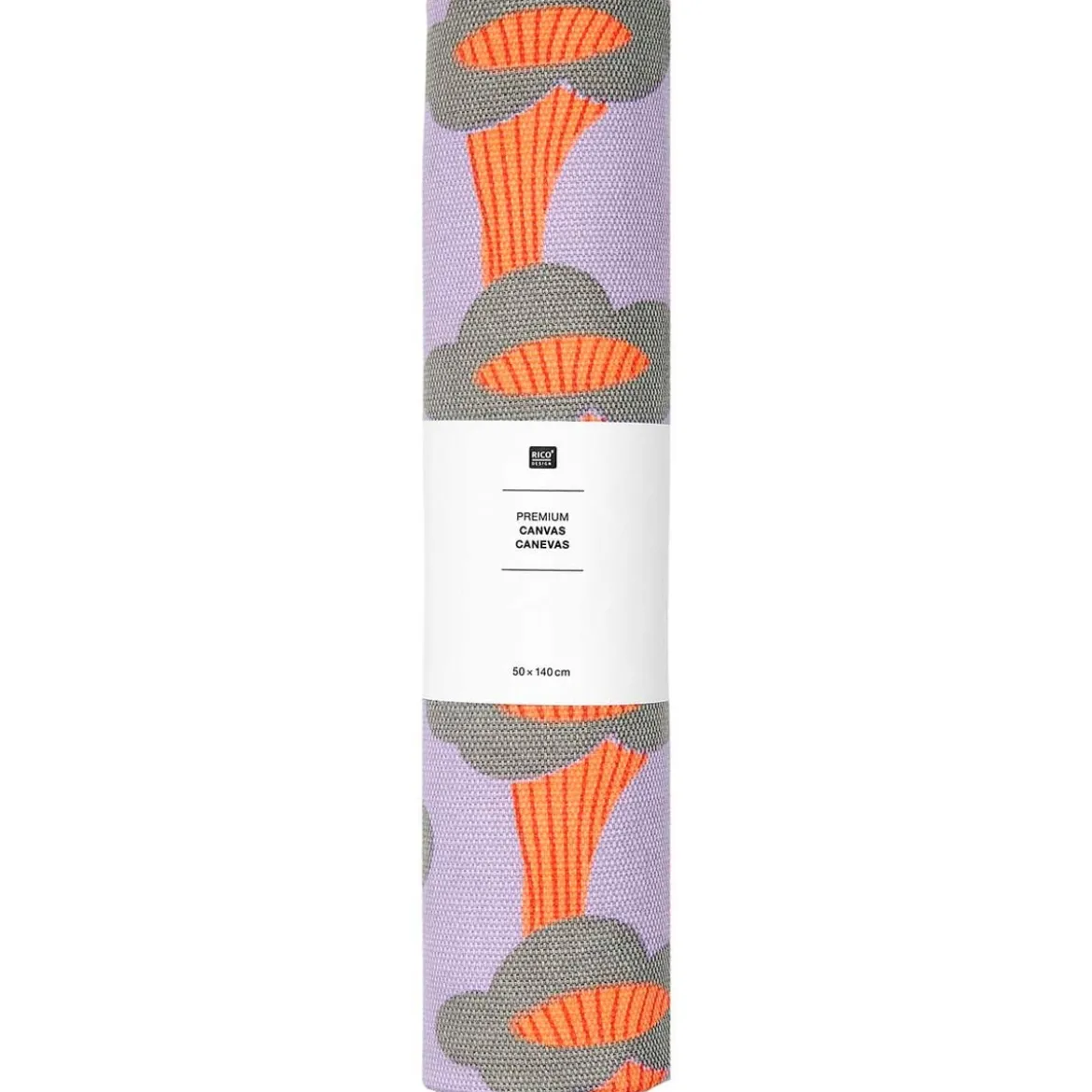 Canvas Stoff Baumwollstoff Pfifferlinge Flieder Neonorange von Rico Design 50x140cm