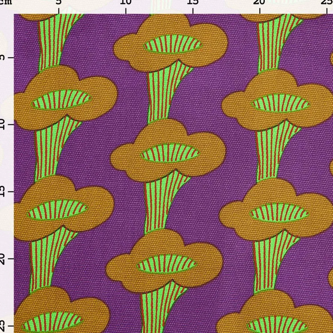 Canvas Stoff Baumwollstoff Pfifferlinge Lila Neongrün von Rico Design 50x140cm