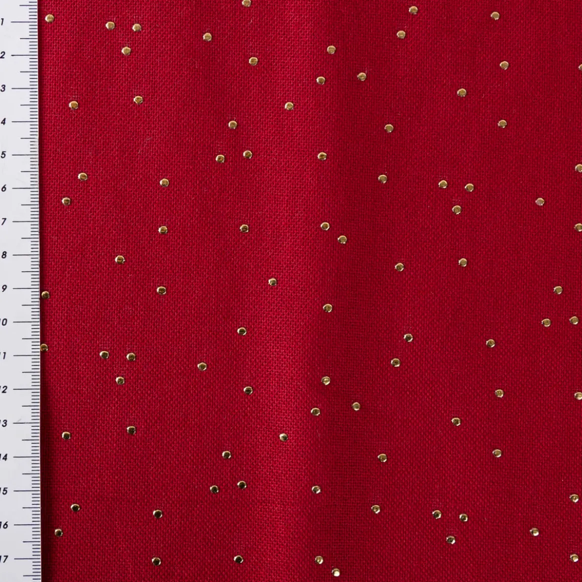 Canvas Stoff Dekostoff Baumwolle Pimiz Goldpunkte rot 1,45m Breite