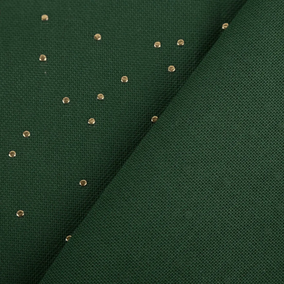 Canvas Stoff Dekostoff Baumwolle Pimiz Goldpunkte dunkelgrün 1,45m Breite