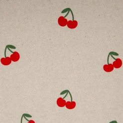 Canvas Stoff mit 70% Baumwolle Leinenlook Kirschen natur rot 1,48m Breite