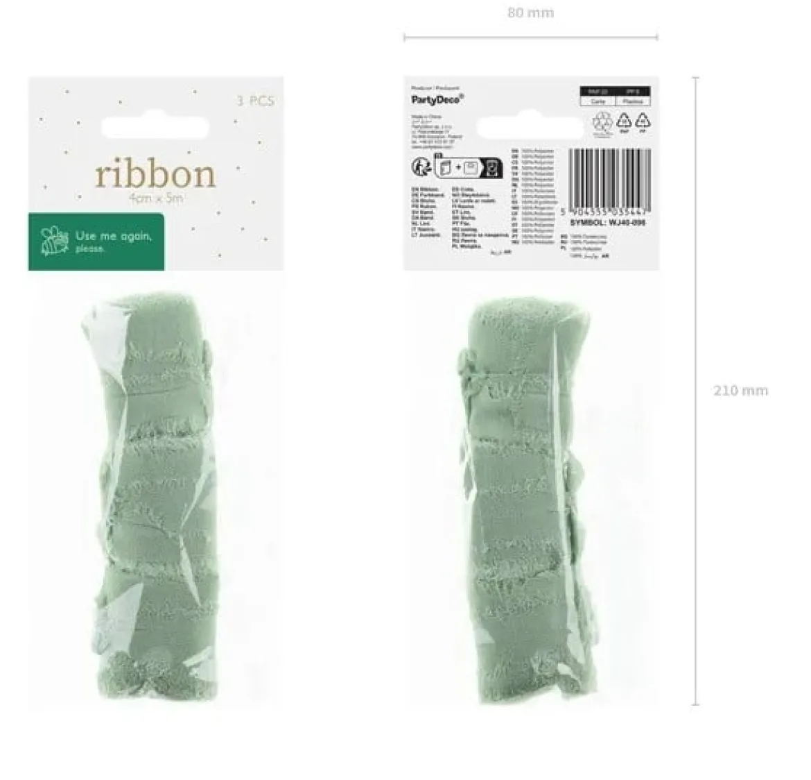 Chiffonband pistaziengrün 4x500cm im 3er Pack