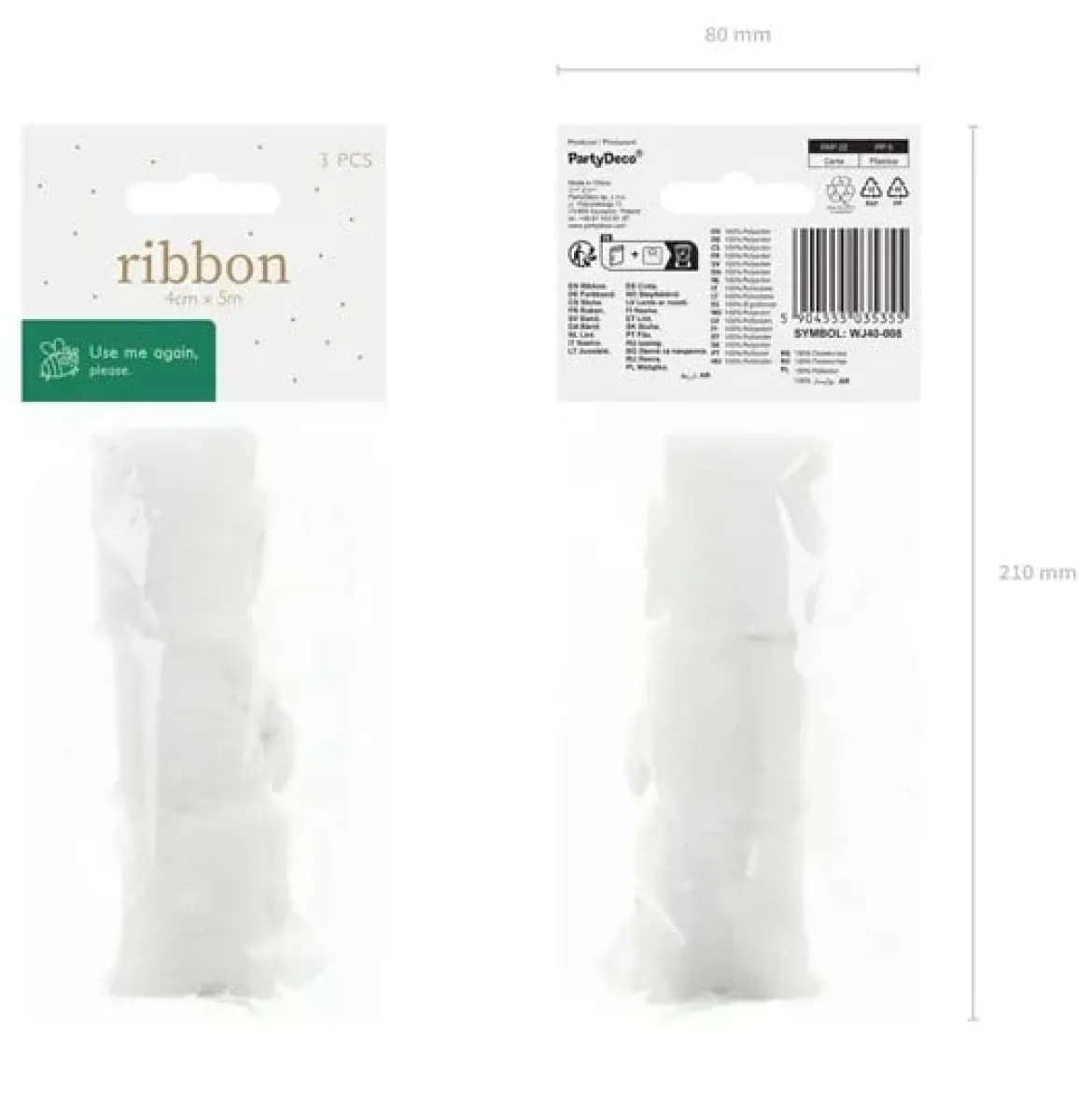 Chiffonband weiß 4x500cm im 3er Pack