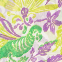 Chiffon Blumen Papagei grün gelb lila 1,49m Breite