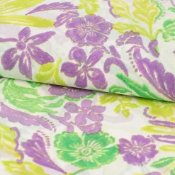 Chiffon Blumen Papagei grün gelb lila 1,49m Breite