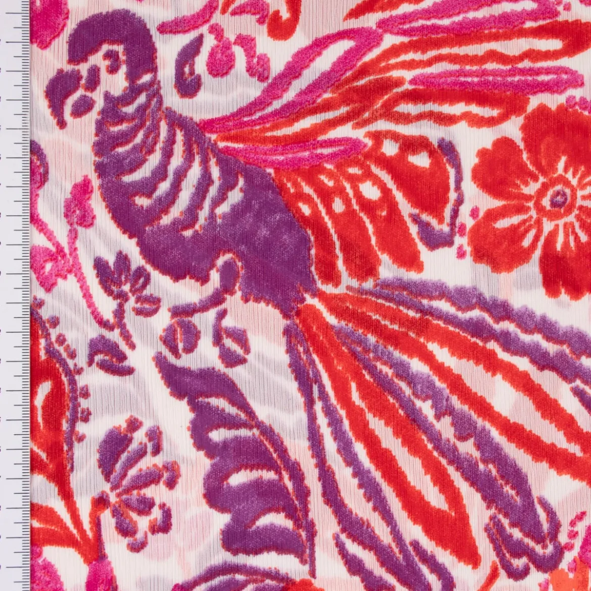 Chiffon Blumen Papagei pink rot lila 1,49m Breite