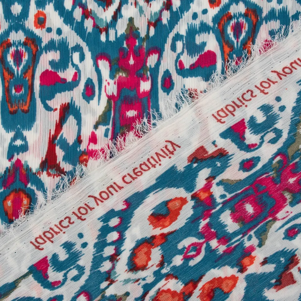 Chiffon Fantasie-Ornamente blau 1,49m Breite