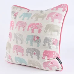Clarke & Clarke Baumwollstoff Elefanten Pastell rosa türkis grau