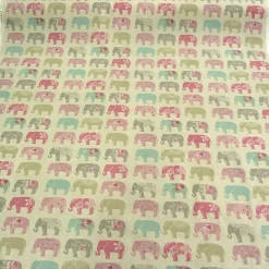 Clarke & Clarke Baumwollstoff Elefanten Pastell rosa türkis grau