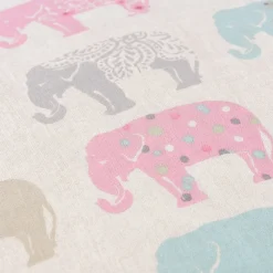 Clarke & Clarke Baumwollstoff Elefanten Pastell rosa türkis grau