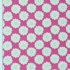 Clarke & Clarke Blumen Blütenkopf himbeere Baumwollstoff Dekostoff Stoff