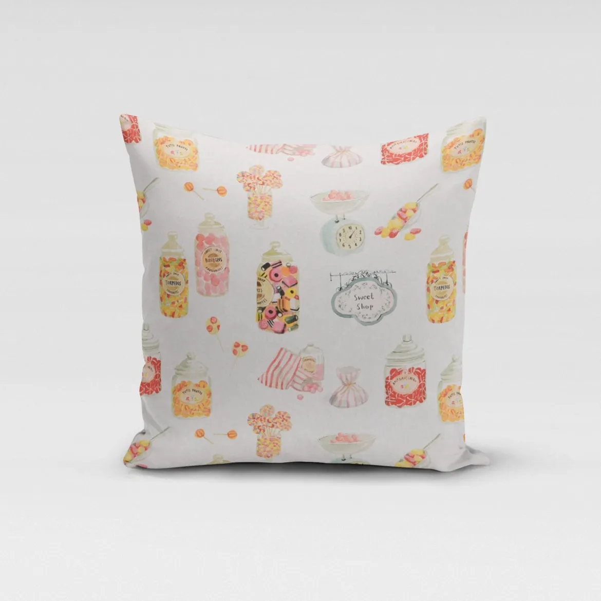 Clarke & Clarke STUDIO G Digitaldruck Süßigkeiten Bonbons Candyshop ecru multi 138cm Breite