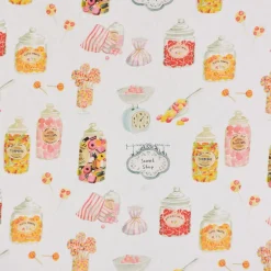 Clarke & Clarke STUDIO G Digitaldruck Süßigkeiten Bonbons Candyshop ecru multi 138cm Breite