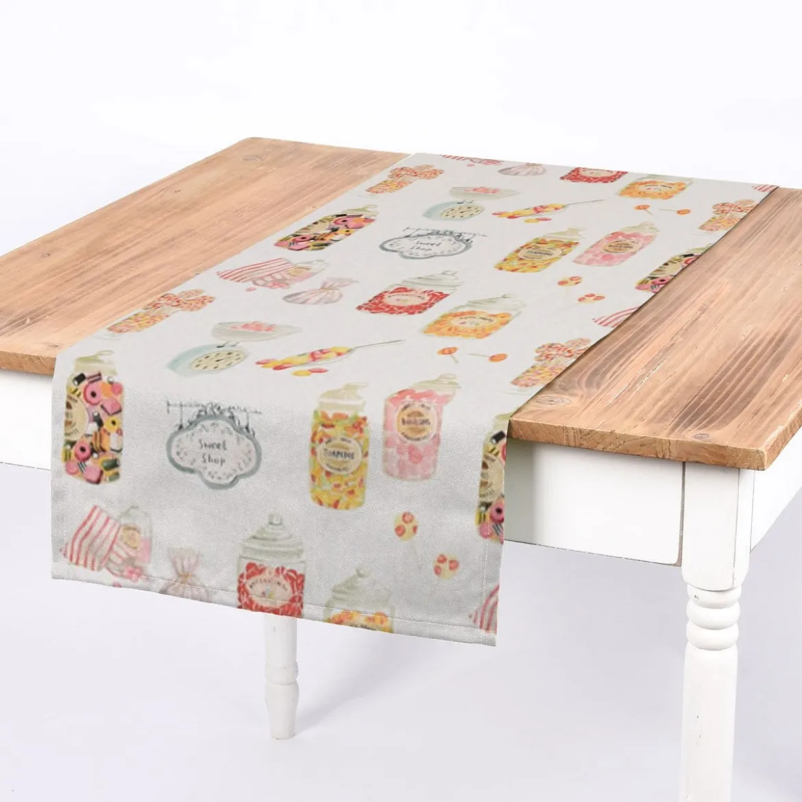 Clarke & Clarke STUDIO G Digitaldruck Süßigkeiten Bonbons Candyshop ecru multi 138cm Breite
