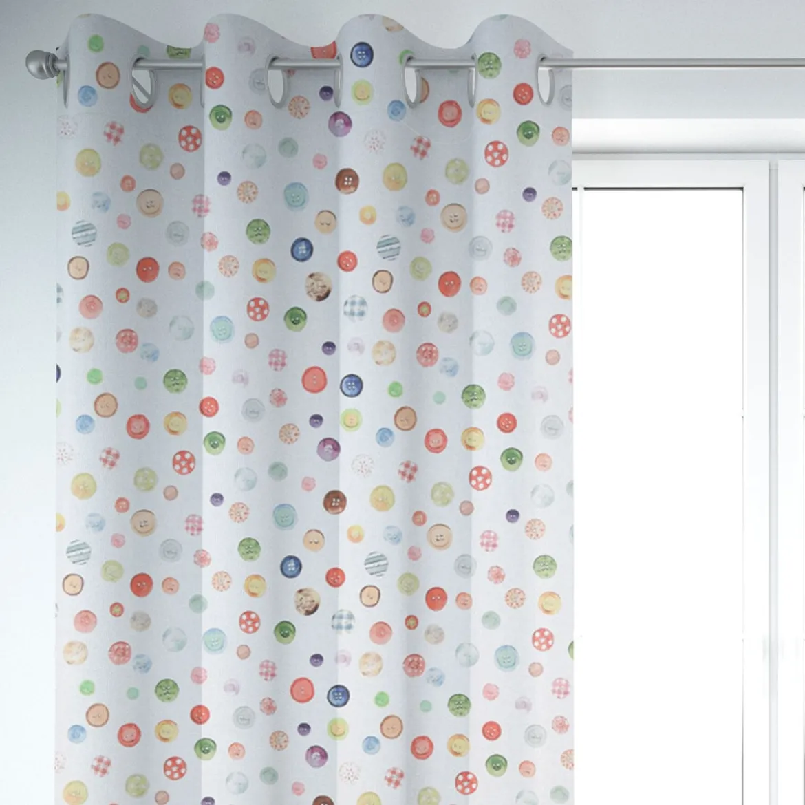 Clarke & Clarke STUDIO G Digitaldruck Nähen Knöpfe ecru multi 138cm Breite