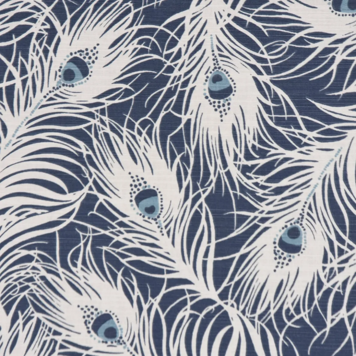Clarke & Clarke STUDIO G Englischer Dekostoff Polsterstoff Federn Pfau dunkelblau weiß blau 138cm Breite