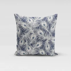 Clarke & Clarke STUDIO G Englischer Dekostoff Polsterstoff Federn Pfau dunkelblau weiß blau 138cm Breite